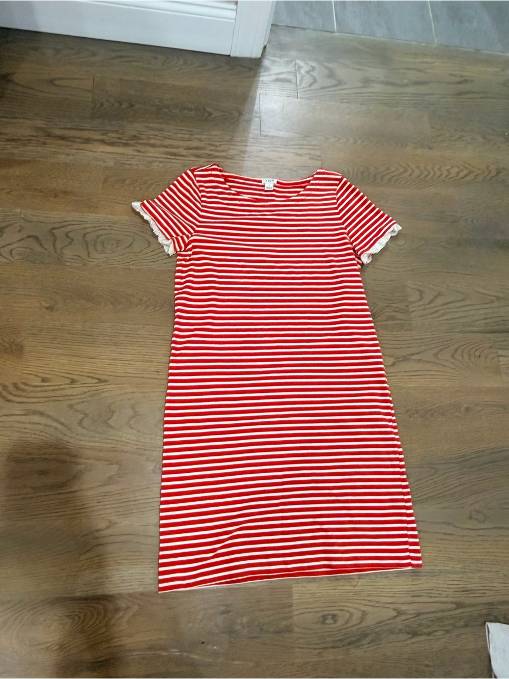 J. Crew Red and White Striped Short Sleeve Dress -